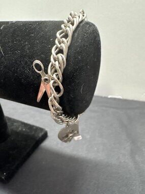 Vintage Silver-Tone Charm Bracelet With Spinner Heart & Unique Charms